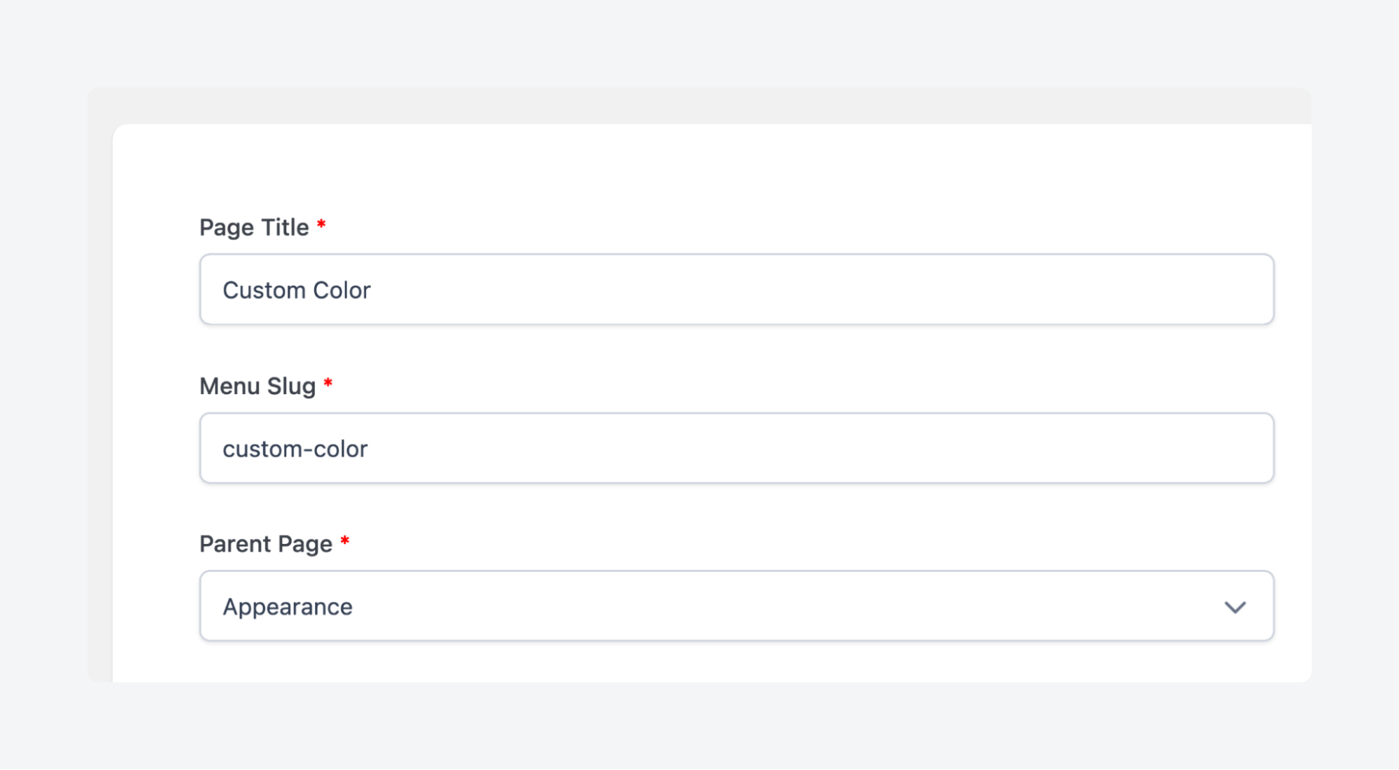 Creating a new Options Page for custom colors