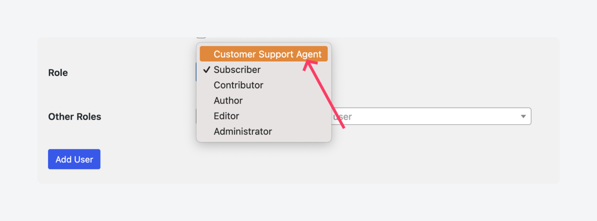 Confirming a new user role